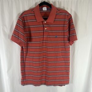 Brooks Brothers Performance Polo Men's Large Orange Striped Short Sleeve Cotton